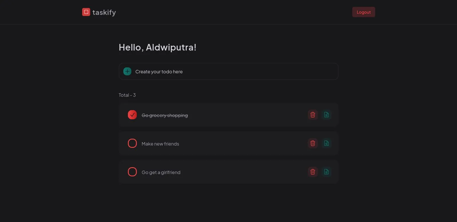 Taskify, to-do app oleh Aldiansyah Dwi Putra
