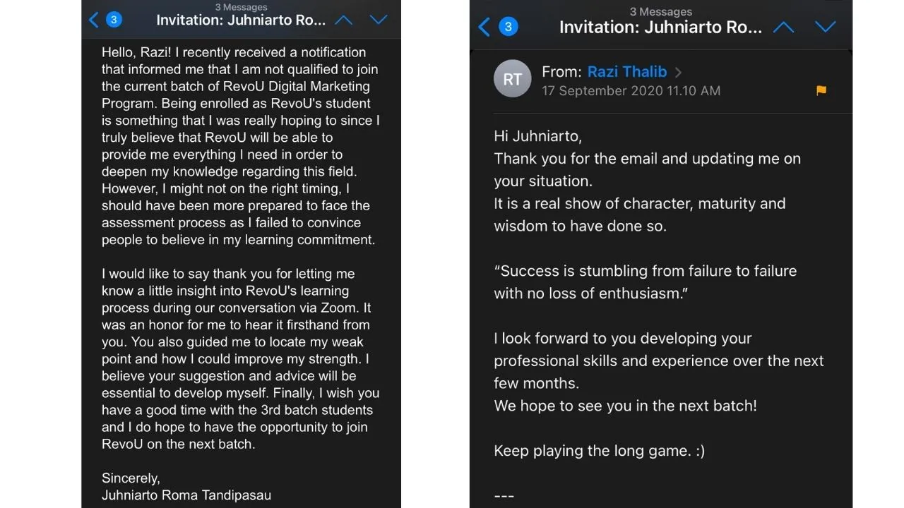 Email Juhniarto dengan Razi