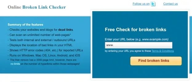 Online Broken Link Checker