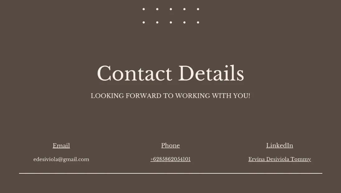 Contoh informasi kontak portofolio content writer