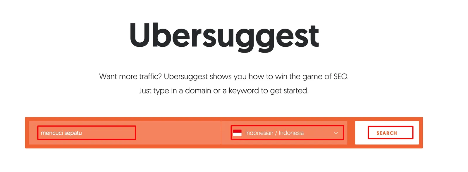 Contoh penggunaan Ubersuggest