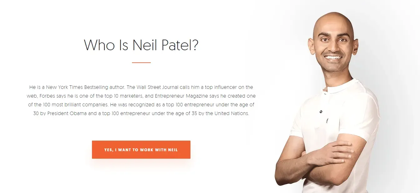 Contoh personal branding - Neil Patel