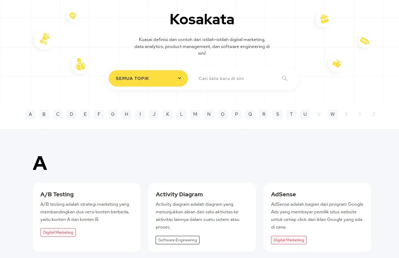 Contoh tipografi situs Revoupedia
