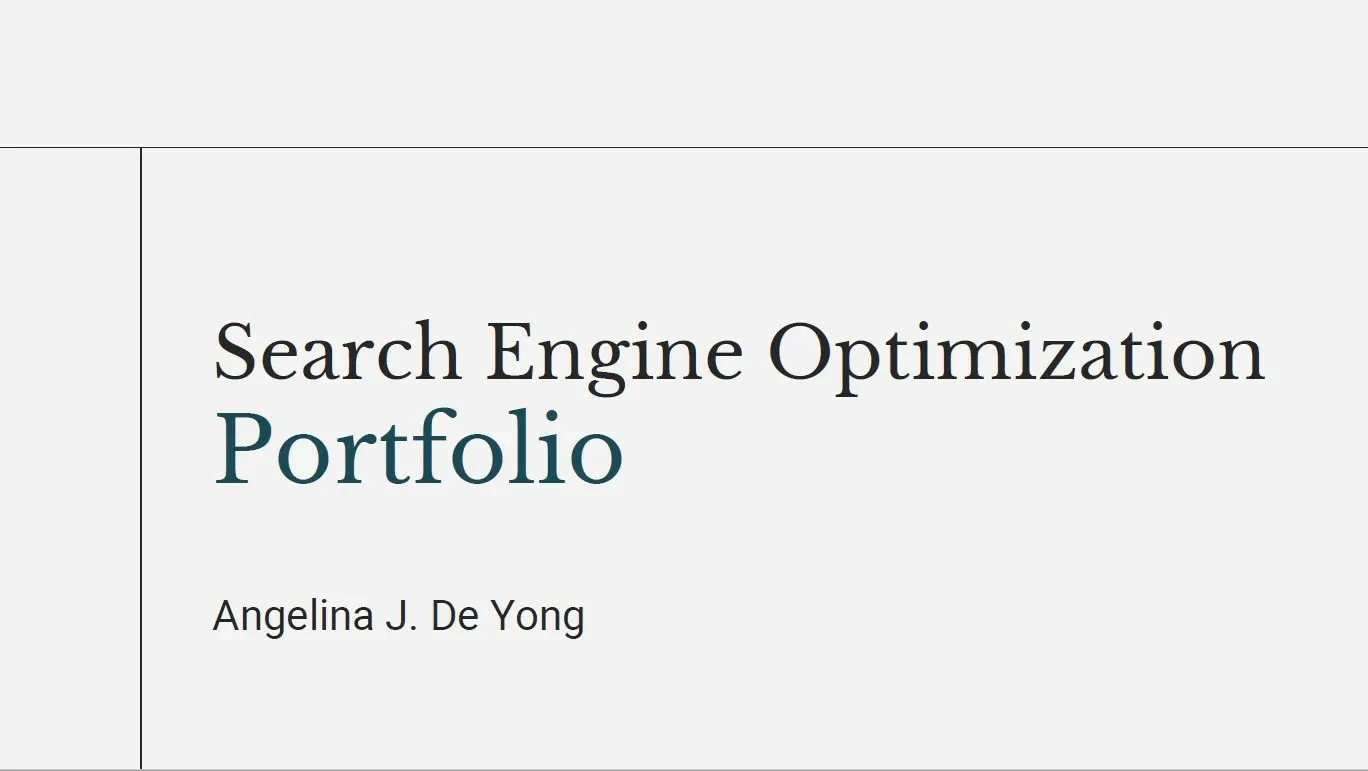 Contoh portofolio SEO Specialist - Angelina J. De Yong
