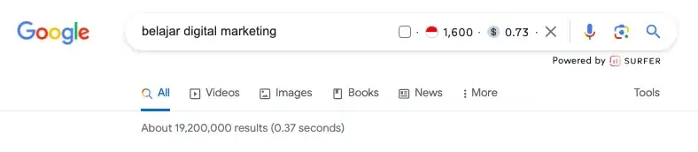 Contoh Penggunaan Keyword Surfer
