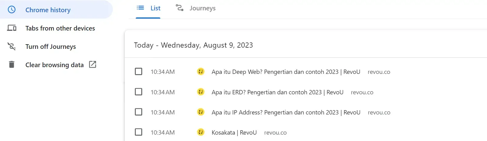 Favicon di history browser