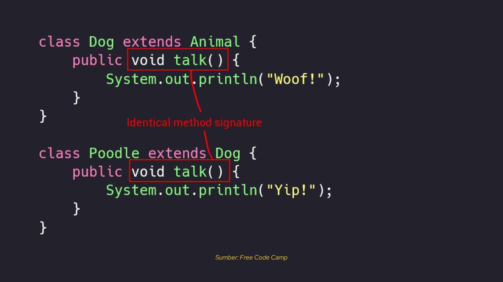 Contoh polymorphism Free Code Camp