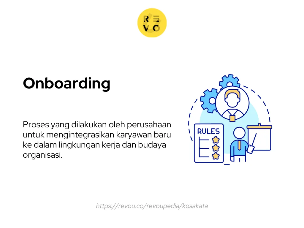 Onboarding adalah proses yang dilakukan oleh perusahaan untuk mengintegrasikan karyawan baru ke dalam lingkungan kerja dan budaya organisasi.