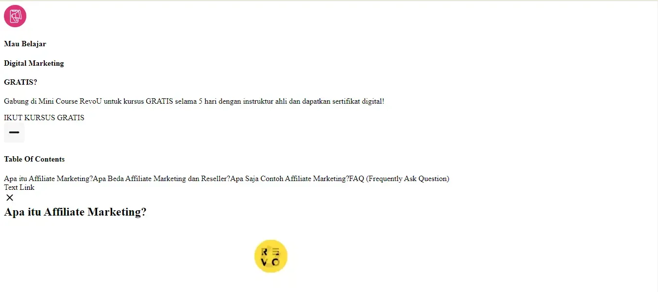 Contoh halaman web tanpa CSS