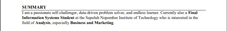Contoh CV data analyst, Data diri apa saja yang harus dimasukkan ke dalam CV?,