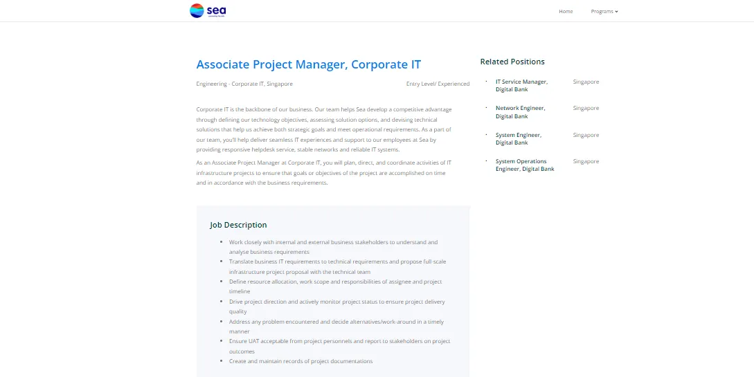 Tugas associate project manager di Sea