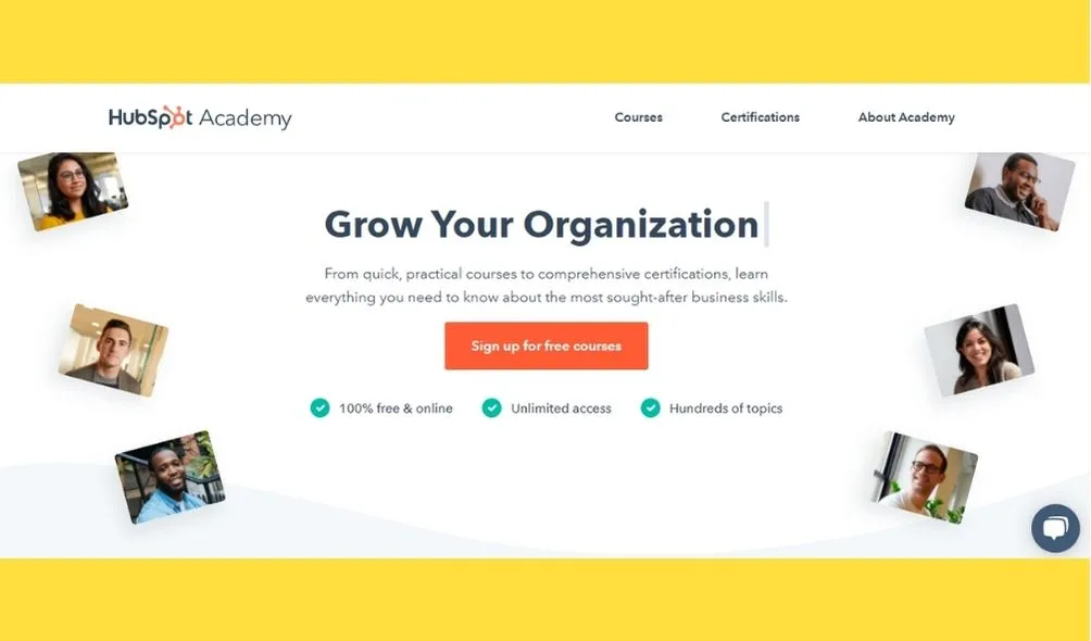 Homepage Hubspot Academy