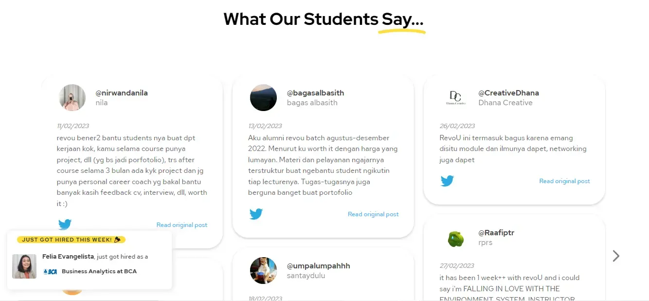 Contoh testimoni media sosial