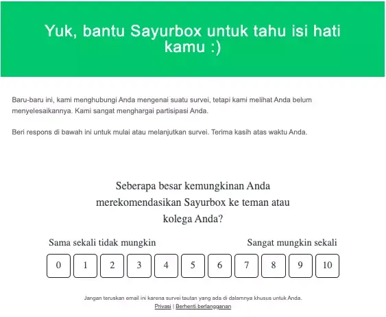 Contoh survey email