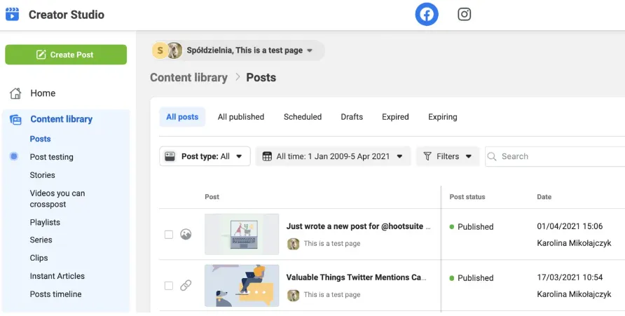 Creator studio/sumber: Hootsuite blog