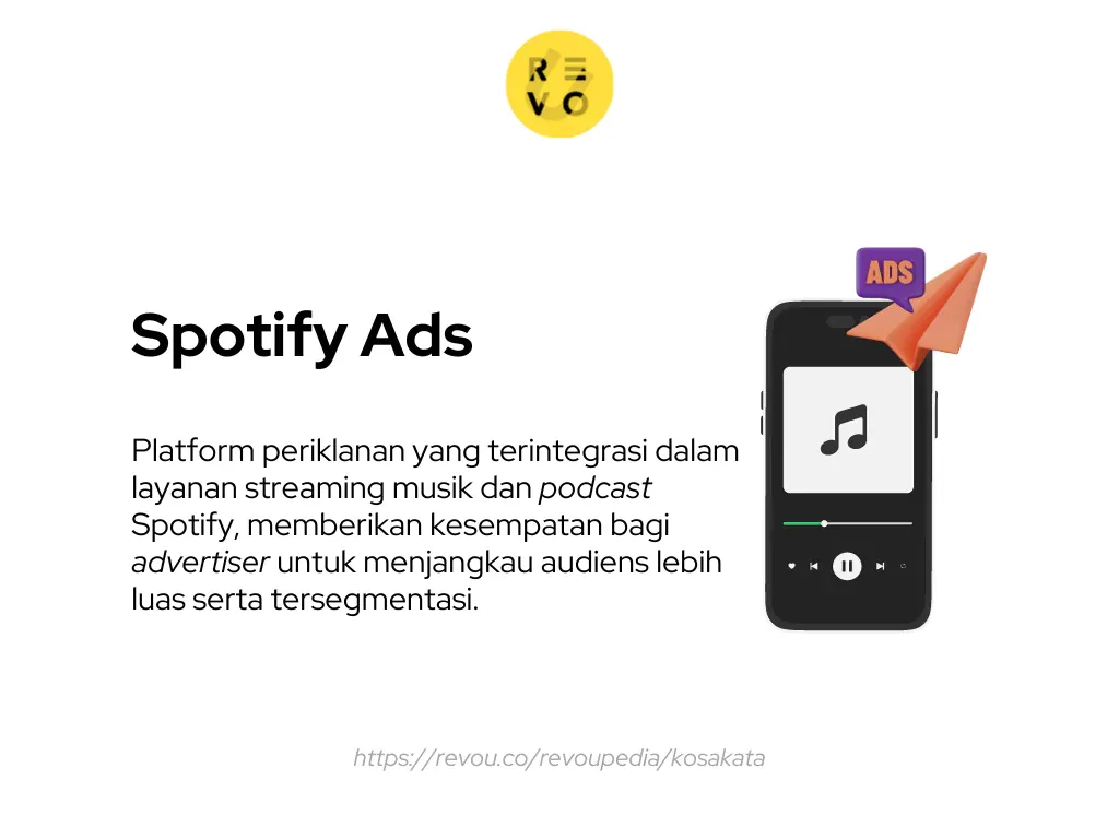 Spotify Ads adalah platform periklanan yang terintegrasi dalam layanan streaming musik dan podcast Spotify, memberikan kesempatan bagi advertiser untuk menjangkau audiens lebih luas serta tersegmentasi.