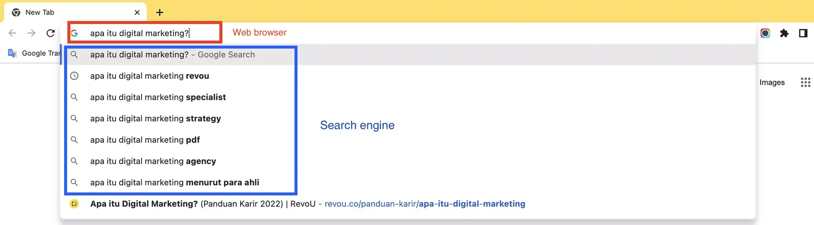 Perbedaan web browser dan search engine