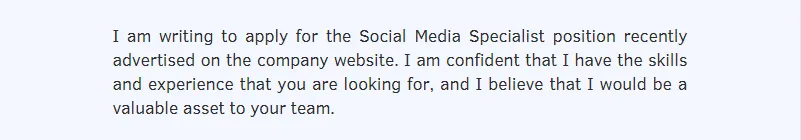 pengantar cover letter social media specialist