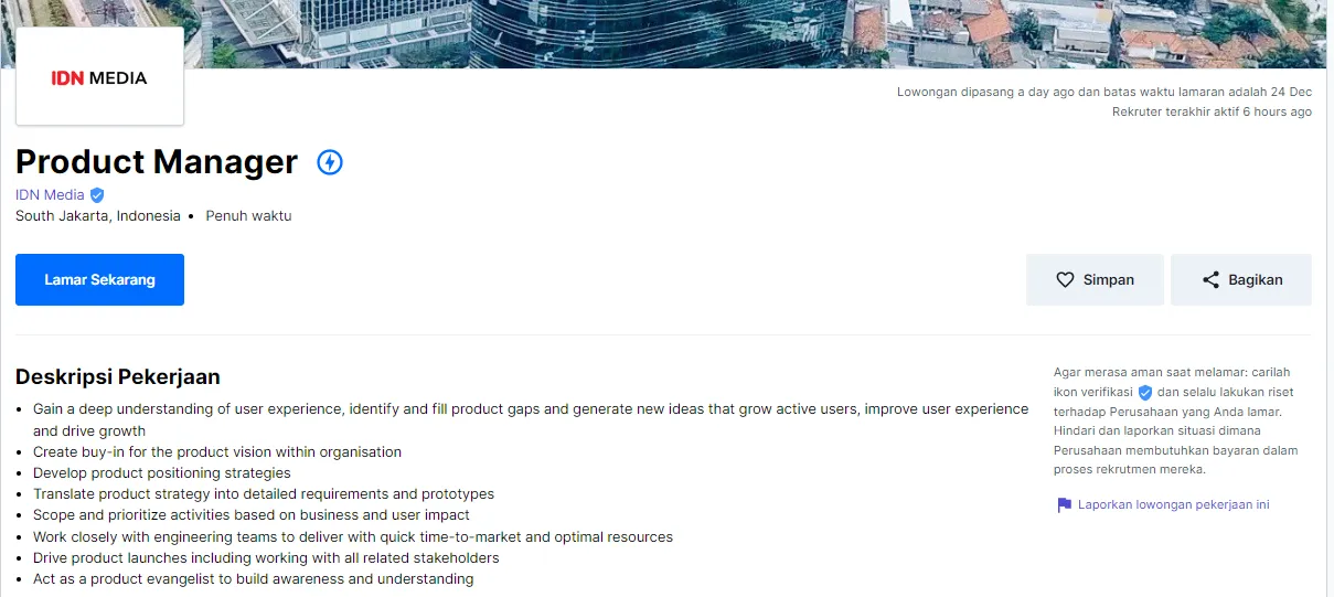 Job description Product Manager IDN Times