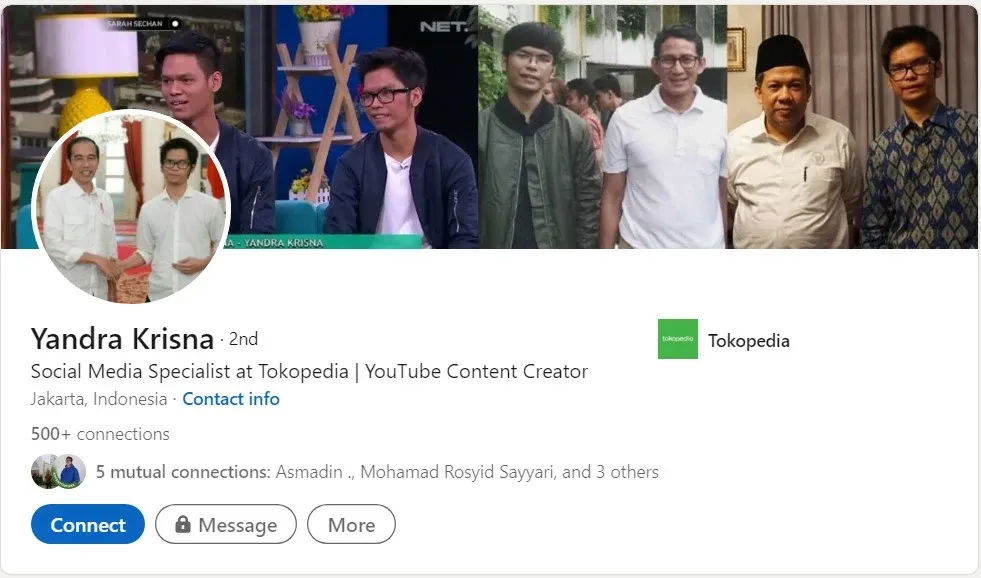 Profil Linkedin Instructor RevoU - Yandra Krisna