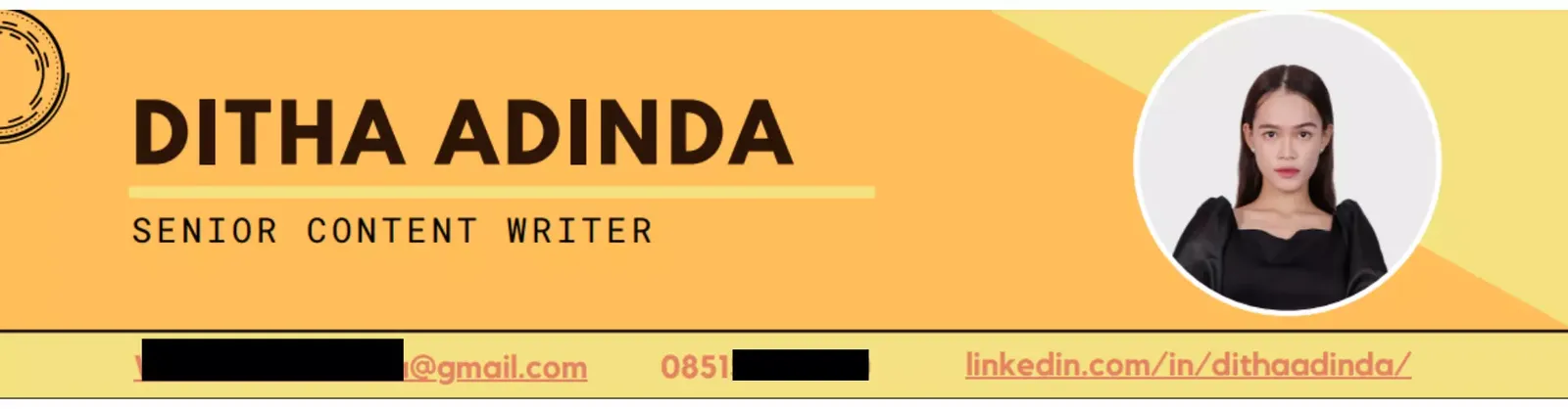 Contoh CV content writer - header