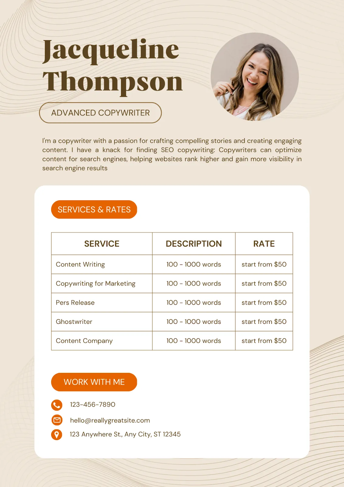 Contoh rate card/sumber: Canva