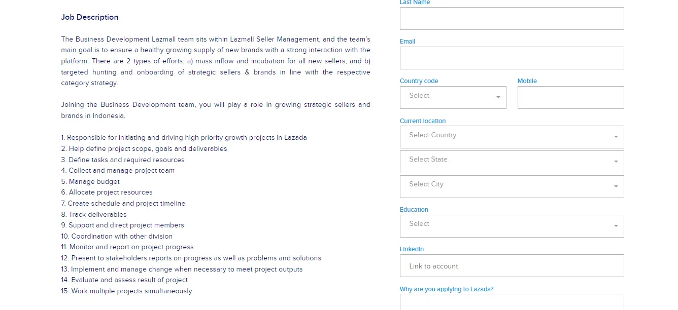 Tugas project manager di Lazada