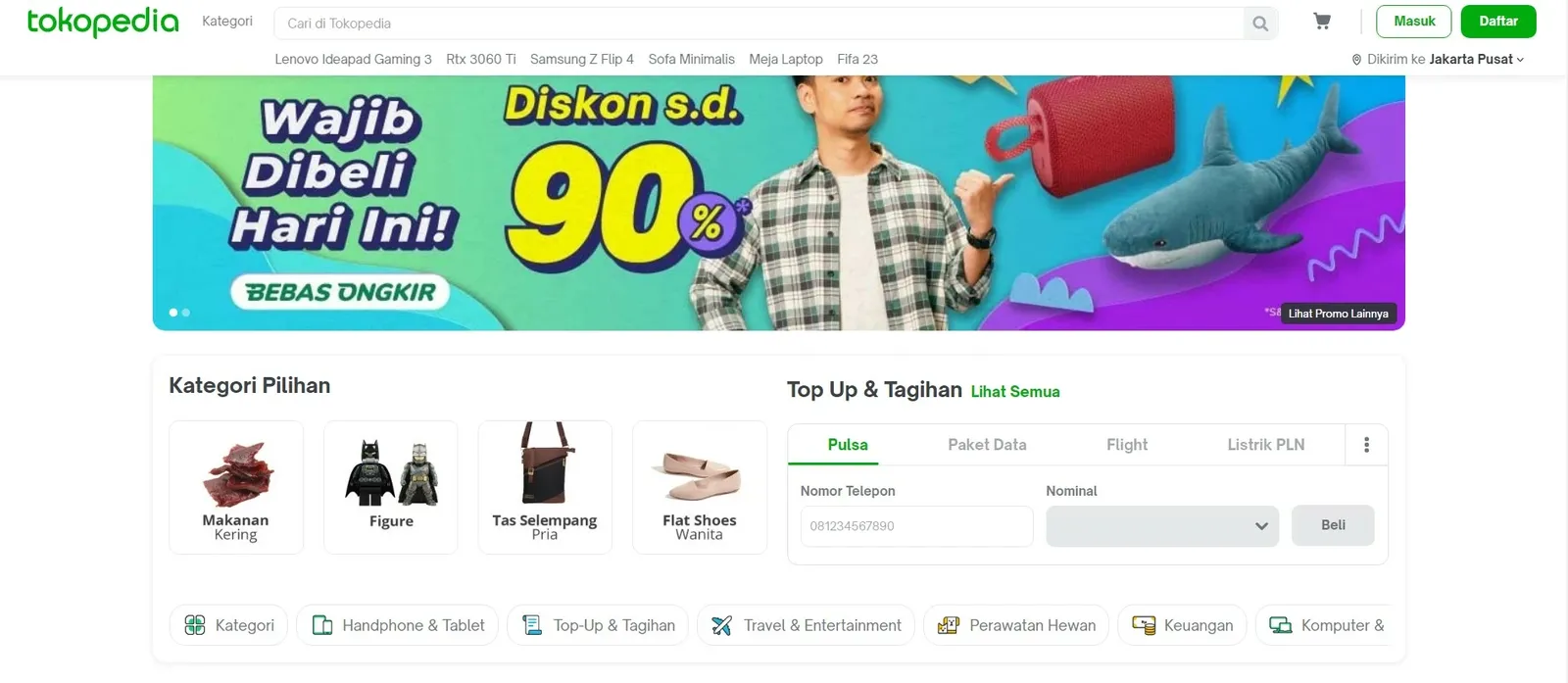 Homepage Tokopedia