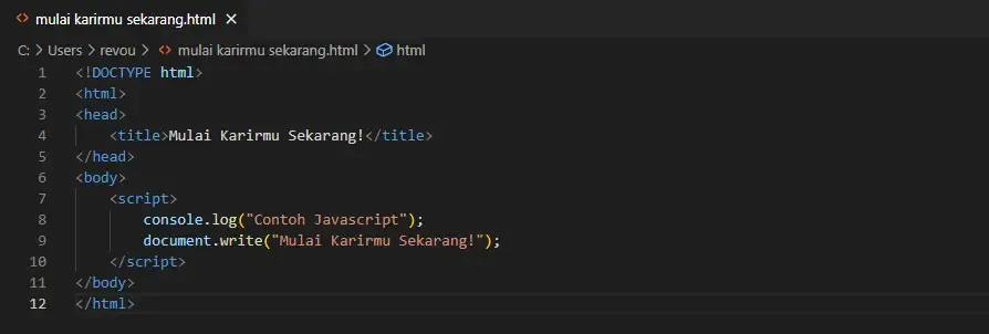 Contoh coding JavaScript