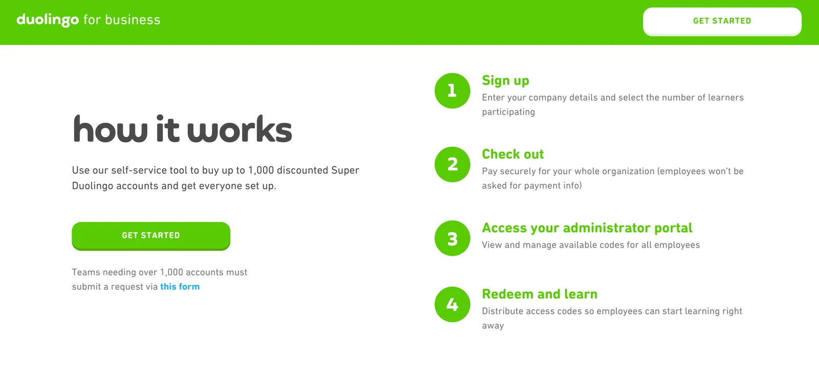 Contoh ux writing: penjelasan cara kerja Duolingo for Business