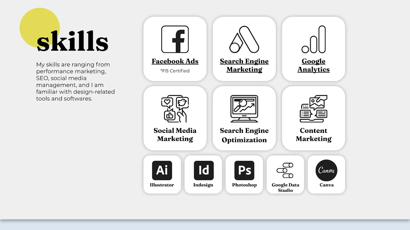 Contoh portofolio social media specialist - skill dan keterampilan