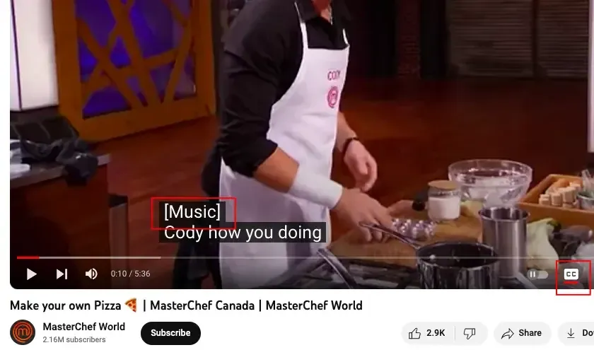 contoh closed caption