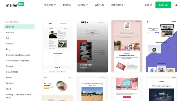 Template E-Mail MailerLite (Sumber: MailerLite.com)