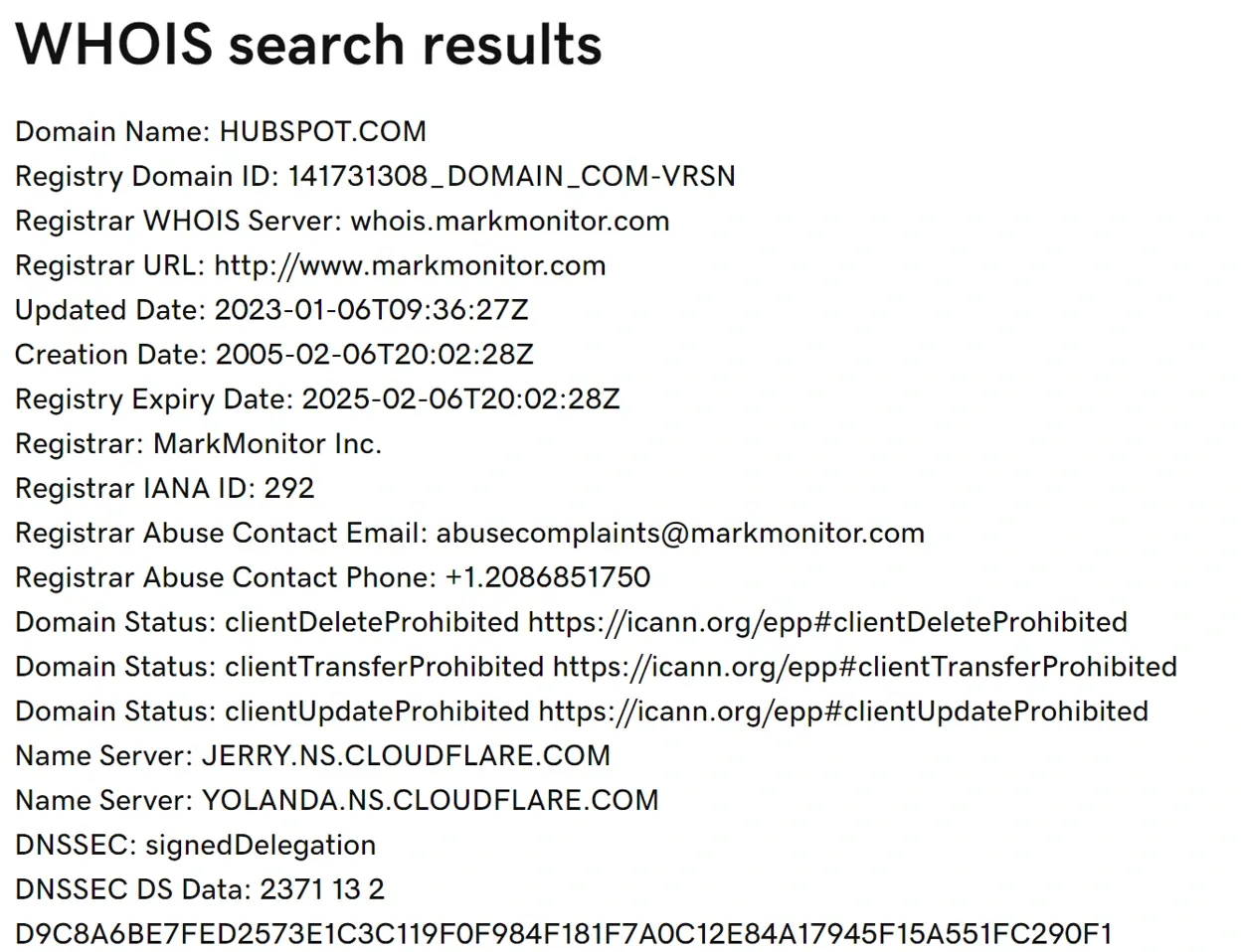 Contoh Hasil Pencarian WHOIS (Sumber: Godaddy.com)