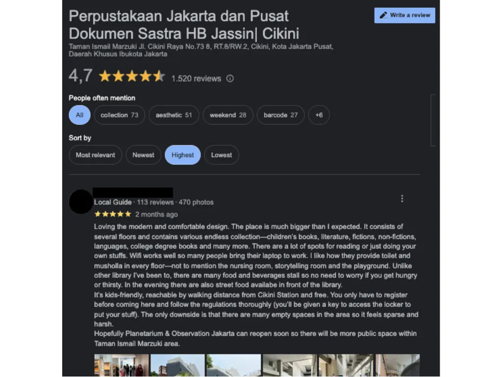 contoh google review