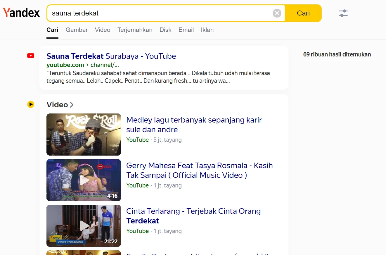 Contoh penggunaan Yandex