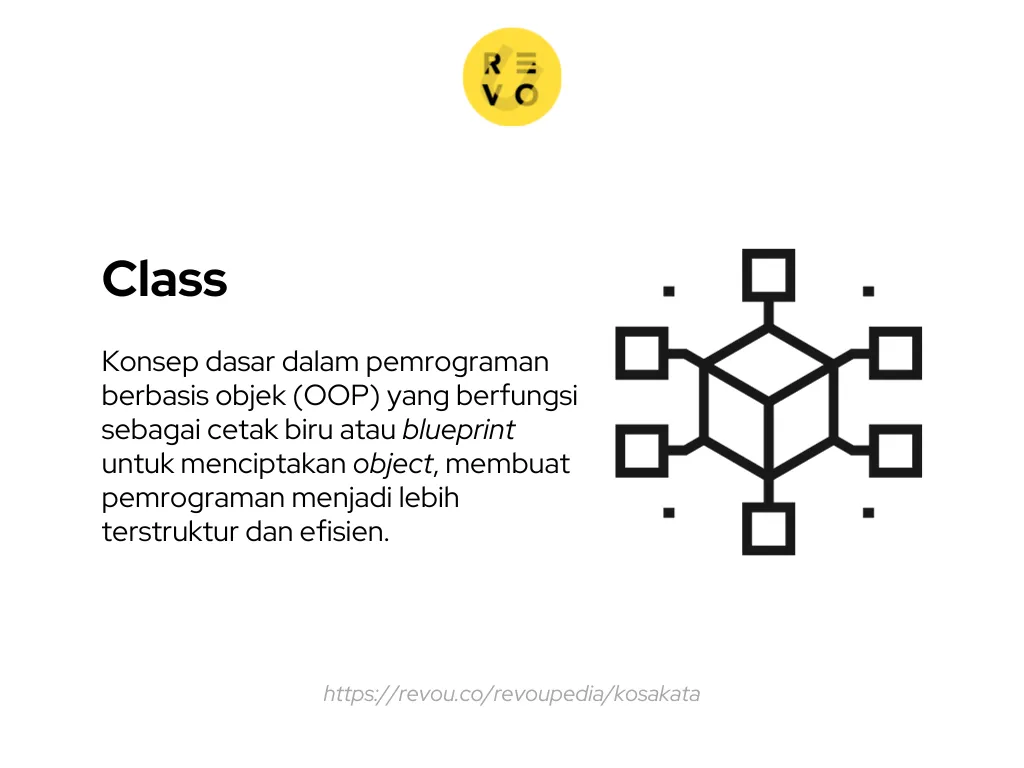 Class adalah konsep dasar dalam pemrograman berbasis objek (OOP) yang berfungsi membuat objek, membuat pemrograman menjadi lebih terstruktur dan efisien.