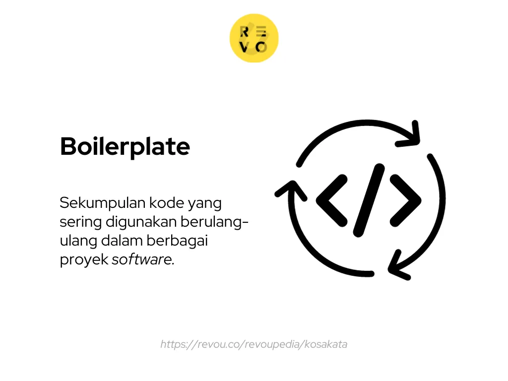 Boilerplate adalah sekumpulan kode yang sering digunakan berulang-ulang dalam berbagai proyek software. 