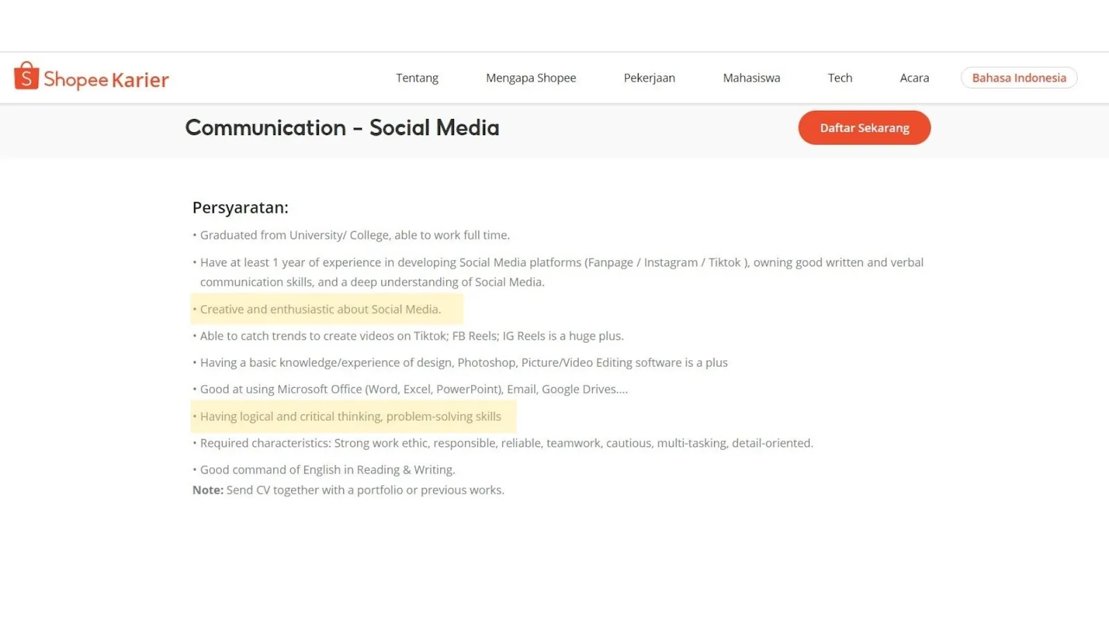 Skill Social Media Specialist Berpikir Kreatif dan Kritis