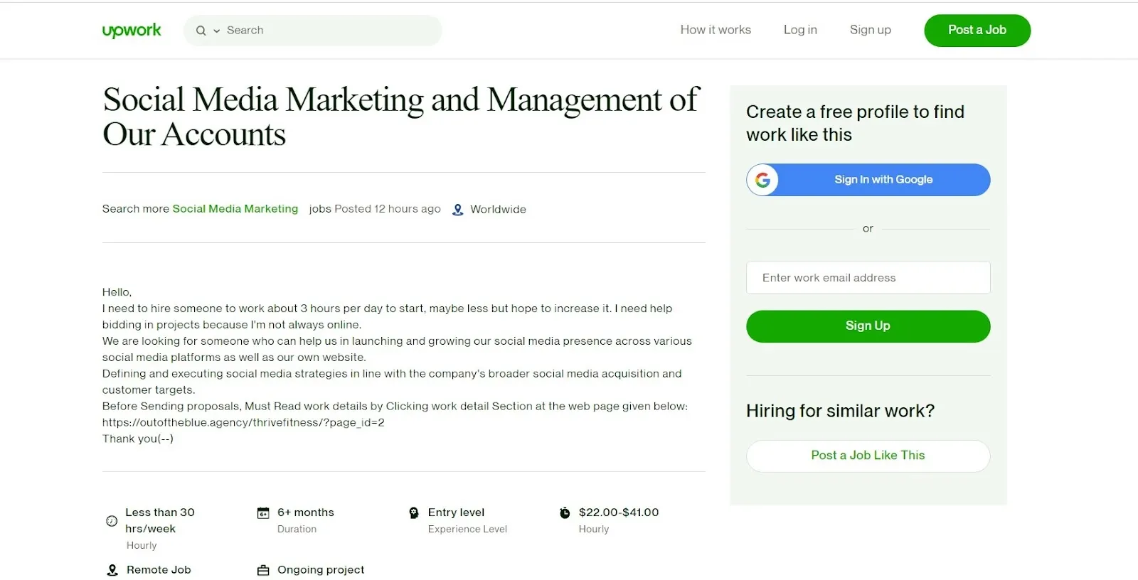 Freelance social media marketing