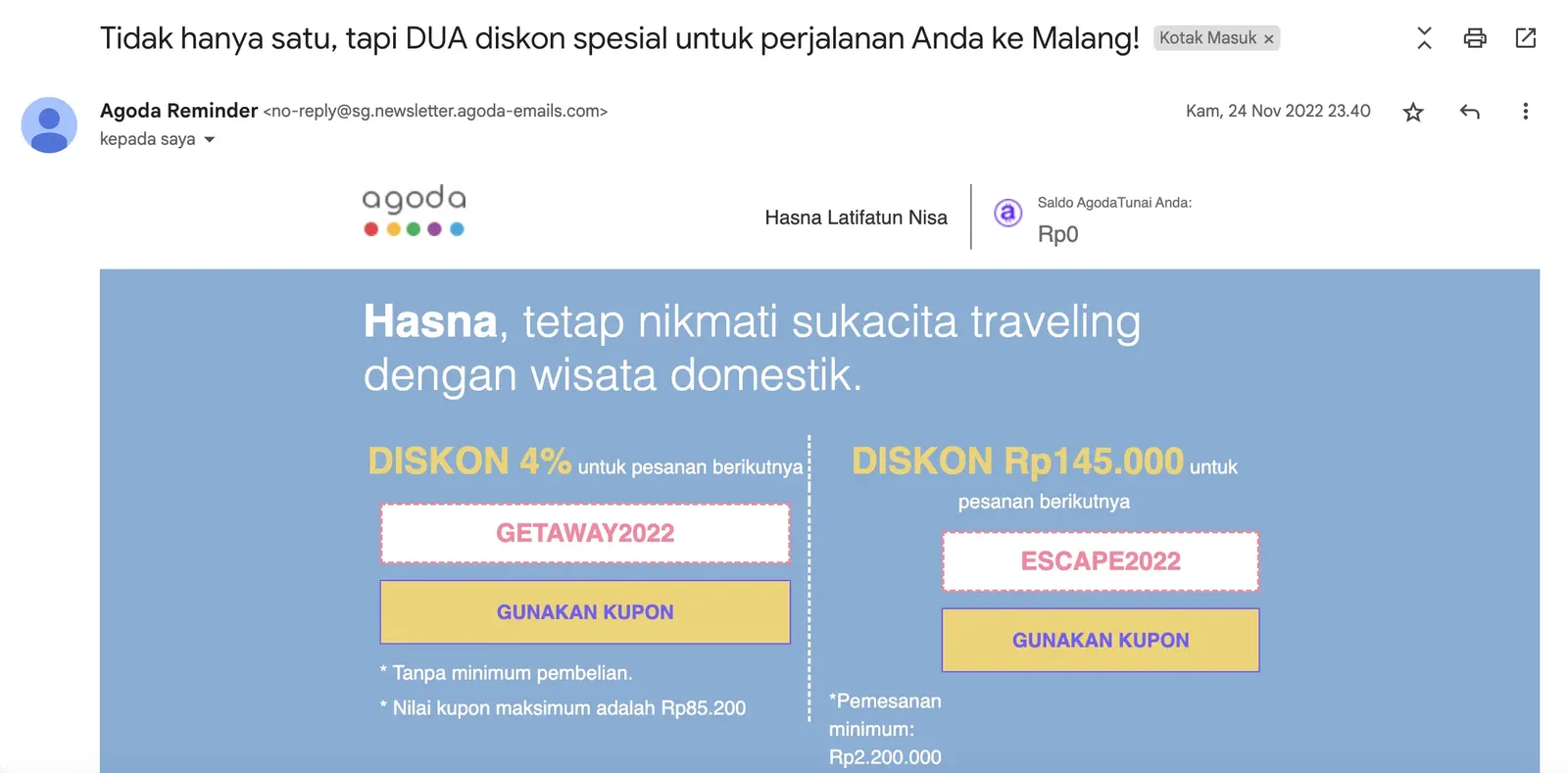 Contoh e-mail penawaran khusus
