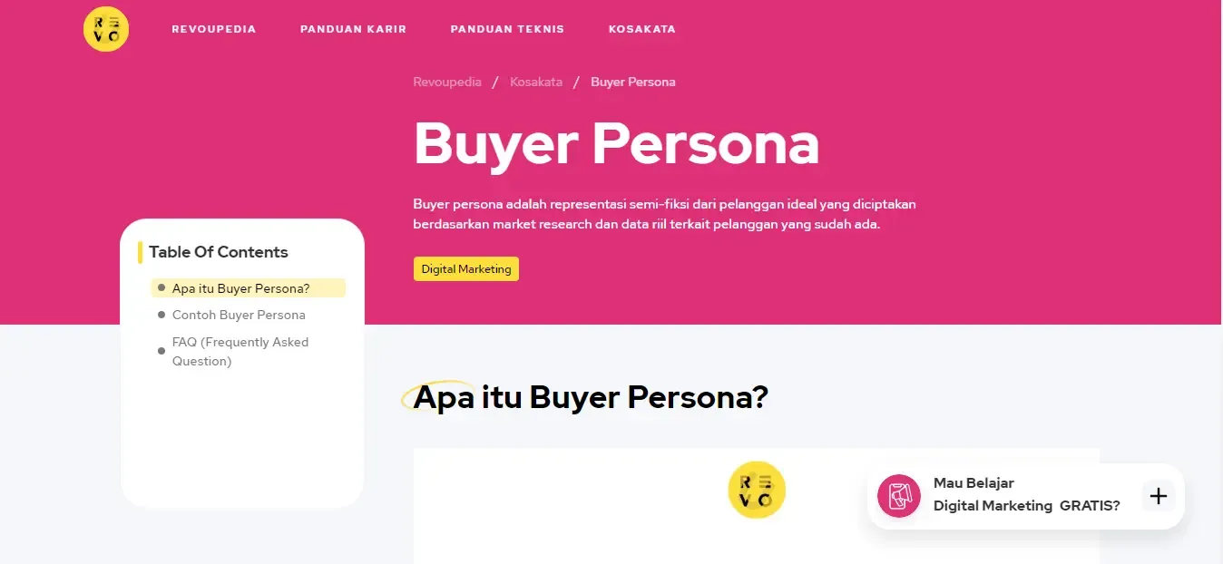 Contoh keyword buyer persona