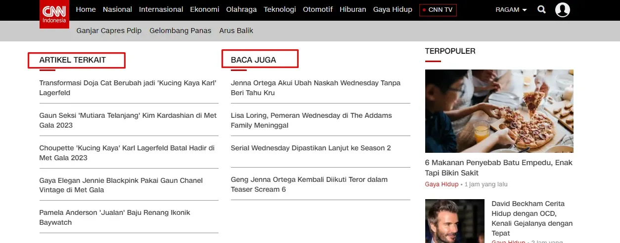 Contoh native advertising rekomendasi konten