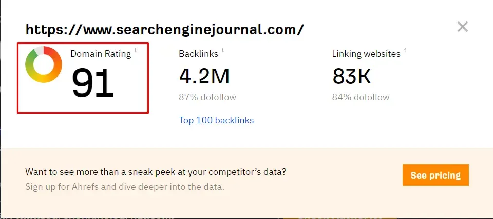 Contoh domain authority